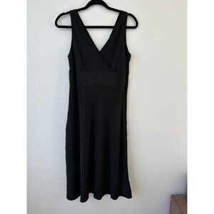 J Crew 10 Silk Midi Dress V Neck A Line Fit And Flare Black Cocktail